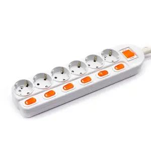 대한 코드붙은 개별 멀티탭 6구 3M/메인 스위치 가정용 사무실 전기 코드 멀티 콘센트 접지 절전 연장