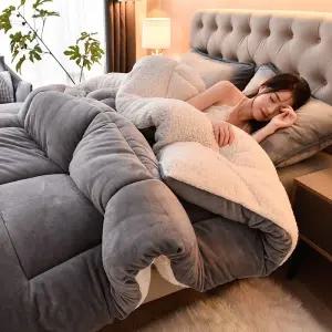 빅사이즈 두툼한 두꺼운 극세사 겨울 슈퍼싱글 담요 침구 (프리미엄) 차렵 퀸킹