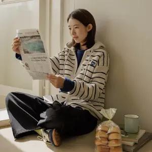 하트자수 투웨이 후드집업(무지/스트라이프)