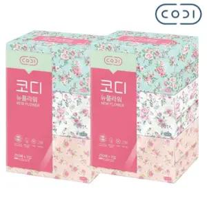 코디 뉴플라워 미용티슈 250매 3입 x 2팩 각티슈