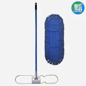 월드크린 리스킹 물걸레 청사 60cm 1p+판자루 120cm 세트 밀대 먼지 제거 청소 마대 업소용 학교 건물 강당