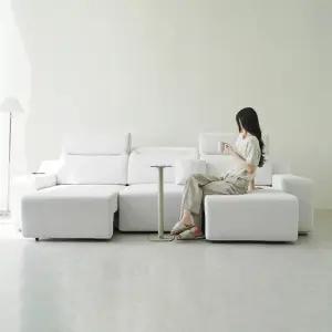 CJ단독)릴랙션 슬라이딩 무빙 패브릭 리클라이너 4인 소파 쇼파침대 DF926777