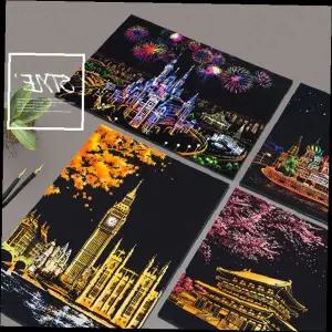 스크래치 아트 세계명소 야경 컬러링북 성인취미 힐링 도안집 손그림 드로잉북