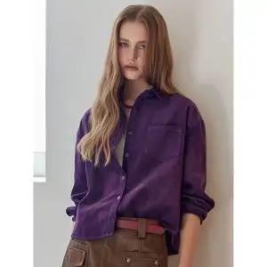 [하프클럽/]절개라인 포켓 코듀로이 크롭 셔츠