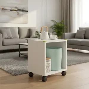 화이트 바퀴형 오픈 협탁 거실협탁 신혼가구 공간활용가구