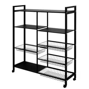 (4단 폭114cm co-00897) 이동식 철제 바구니 장식장/베란다/거실/거치대/사무실/진열대/세탁실/주방/수납