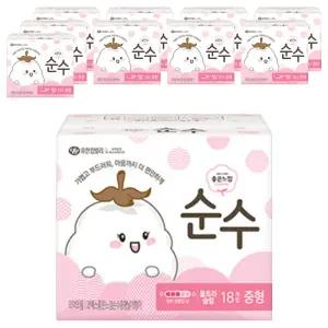 좋은느낌 순수 대용량 초흡수 울트라 슬림 생리대 날개형 중형 18개입 10개