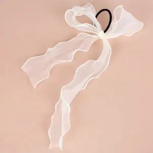 [하프클럽/]왕리본 쉬폰 스카프 머리끈 아이보리 리본머리끈 머리