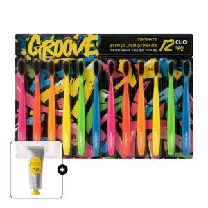 크리오 덴티메이트 그루브 그래피티 부드러운 초미세모 칫솔 12입+치약100G