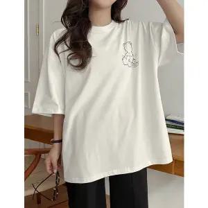 [공구우먼] 스윗베어 루즈핏 라운드 반팔 티셔츠 86245 빅사이즈 여성의류