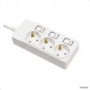 3구형 독립 스위치 안전 접지 멀티탭 2미터 코드 가정용 사무실 절전형 콘센트