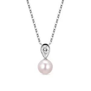 14k 티어 담수진주 목걸이 랩 다이아몬드)