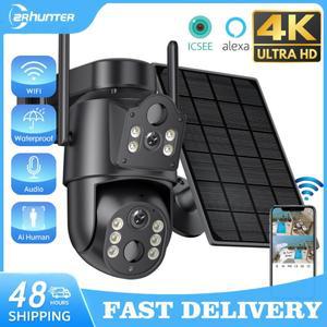 7800 mAh 배터리가 장착된 4k 8MP WIFI 태양광 카메라 듀얼 렌즈 무선 PTZ 카메라 컬러 야간 투시경 보안