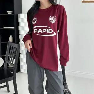 남녀공용 KZ07QV06 3컬러 오버핏 풋볼 배색 져지티 긴팔티셔츠