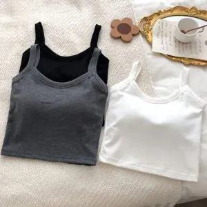 헬스 DB693121 요가 캡내장 여성 이너 크롭 민소매 나시 티셔츠