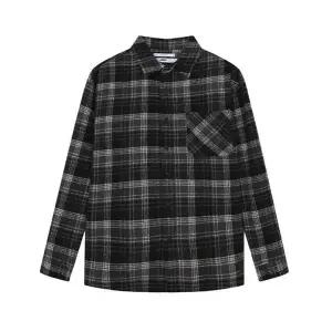 [하프클럽/잠뱅이]잠뱅이 동백01 공용 오버핏 체크셔츠 AM3WWH644-BK