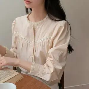 [JUST BETTER] 위브 코튼 레이스 블라우스