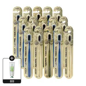 크리오 딥스퀘어 터치 부드러운 초미세모 칫솔 15개입 개별포장+그린티스마일메이트치약100g