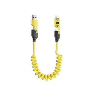 코일 고속 스프링 충전기 C타입 8핀 USB 케이블 4in1