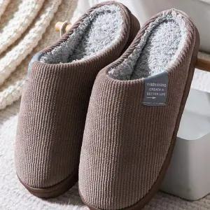 보온 슬리퍼 골지 양털 안감 겨울용 실내화 남녀공용 따뜻한 거실화 집안용 포근한