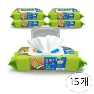 물걸레청소포 실속형 대형 38X20cm 30매X15팩/청소포/물티슈/일회용/물걸레/대걸레/밀대/다용도/대형물걸레