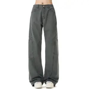 팬츠 그레이 가을 빈티지 여사친 포켓 카고 와이드 하이웨스트 슬랙스 멀티 스포티한 스포M3