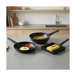 키친아트 에코A 후라이팬28cm + 궁중팬28cm +사각팬23cm 3종세트