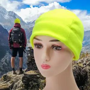 겨울 아웃도어 플리스 방한 모자 형광색