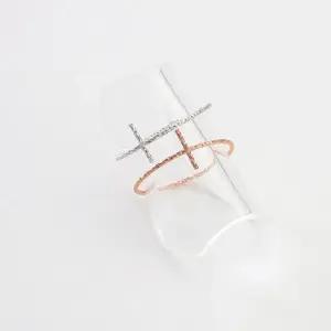 (실버) 슬림 크로스 컷팅 반지