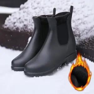 남녀공용 2컬러 겨울 털기모 내피 첼시부츠 방한부츠 겨울레인부츠 탈부착부츠