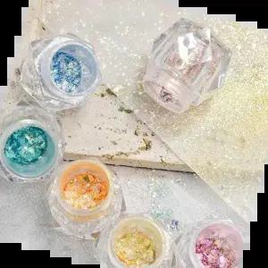 젤글리터 네일아트 오로라 플레이크 얼음 반사 글리터 6종