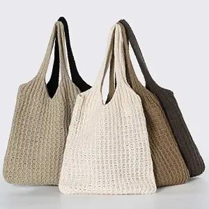 여성쇼퍼백 브이컷 탄탄 짜임 니트소재 스퀘어쉐입 숄더백