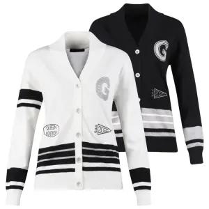 배색라인 심플 브이넥 여성 골프 니트 가디건 추천 집업 중장년 레슨