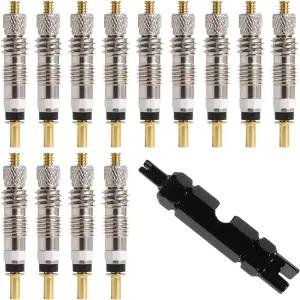 13개의 프레스타 밸브 코어 자전거 교체 제거 도구 MTB 튜브리스 도로용 황동 타이어 스템 포함