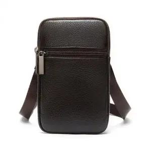 소가죽 미니 크로스백 남성용 벨트 파우치 가죽 힙색 작은 가방