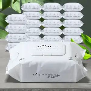 물티슈 100매 20팩 유아물휴지 도톰한엠보싱 센스샤워/캡형/가정용/대용량/아기/부드러운/물휴지/어린이