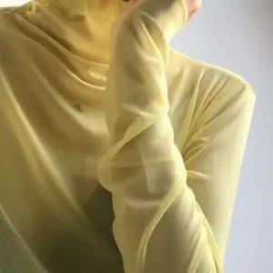 이너 시스루 폴라티 망사 레이어드 슬림핏 여성용 옐로우 S