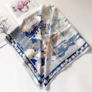 세린느아 실크 스카프 100 쁘띠 고급 자수 사각 가을 여성 중년 예쁜 여름 머플러 여자 엄마 K1420 선물