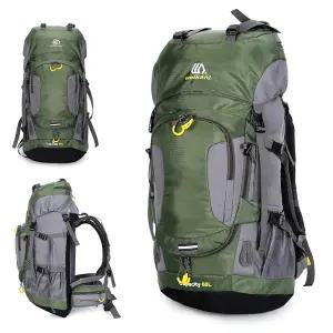 호환 방수 하이킹 배낭 캠핑 등산 사이클링 배낭 레인 커버가 있는 야외 스포츠 가방 여행용 60L