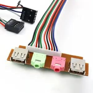 USB 오디오 포트 마이크 이어폰 케이블 컴퓨터 케이스 전면 패널 잭 6.8 cm 7.4 7.8cm