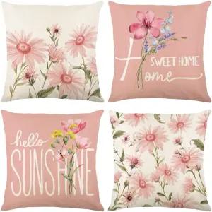 네스티 핑크 봄 여름 베개 커버 16X16인치 스위트 홈 실내외 장식용 4종 세트 소파 침대 현관 파티오 쿠션