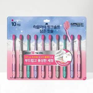 [기획상품] 히말라야 핑크솔트 초극세모 칫솔 콤팩트 10입 (작은헤드)