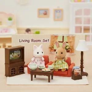 실바니안 패밀리 꽃무늬 고양이 소녀의 고양이소녀의 리빙룸세트 미니어처 가구 수집 취미