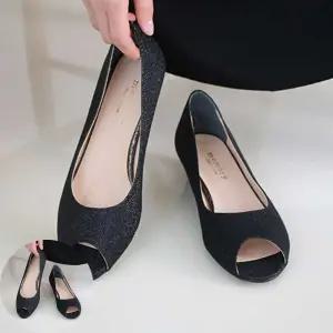 스퀘어토오픈 국산 글리터 토오픈 여자 구두 빅사이즈 직장인