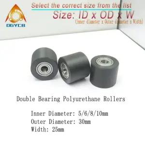 1개 더블 베어링 PU 롤러 풀리 10x30x25 PUT680030-25 고무 코팅 무소음 컨베이어 벨트 폴리우레탄 가이드