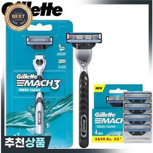 질레트 마하3 면도기 남성용 면도기  3중 면도날 스테인리스 스틸 소재