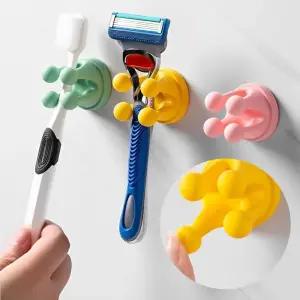 무타공 접착식 칫솔걸이 다용도 문어발홀더 벽걸이 꽂이 케이스 실리콘 거치대 보관함