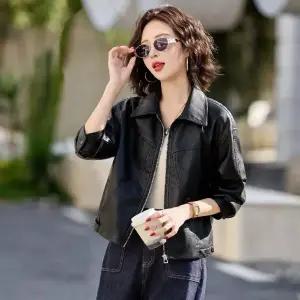 루타꽁몰 여자 캐주얼 봄 짧은 양파 PU 자켓 가죽 재킷 상의 HO1