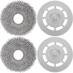 4PCS 극세사 걸레 천 및 트레이 - 로보락 Q 레보 로봇 청소기 세탁 가능한 패드 교체 홀더 마운트 예비