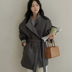 히든체크 롤업 트렌치코트(벨트set)